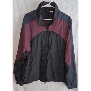 Vintage MacGregor Windbreaker M Black Burgundy Colorblock 80s 90s Jacket Baggy